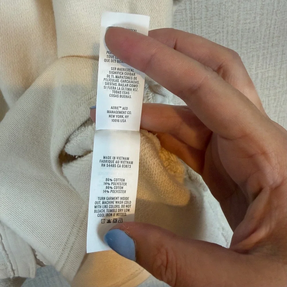 Aerie‎ Women Cream Beige Oversized Fleece Shirt Jacket Shacket Large Long Sleeve